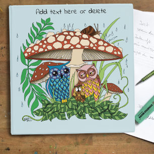 Cute Owl Family Mushroom Rain Binder