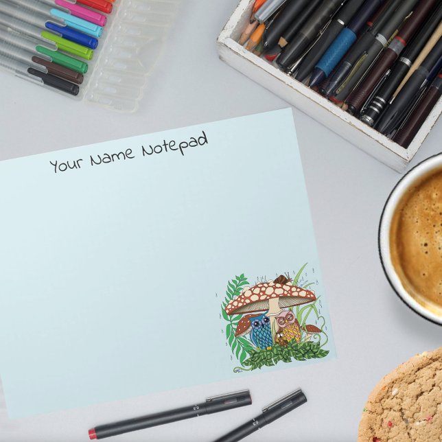 Cute Owl Family Mushroom Rain Notepad (Creator Uploaded)