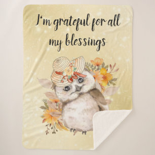 Cute owl Farmhouse romantic wallpaper Sherpa Blanket