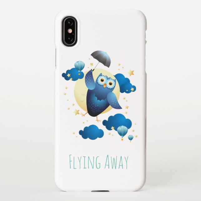  Cute Owl Flying with Umbrella  iPhone Case (Back)