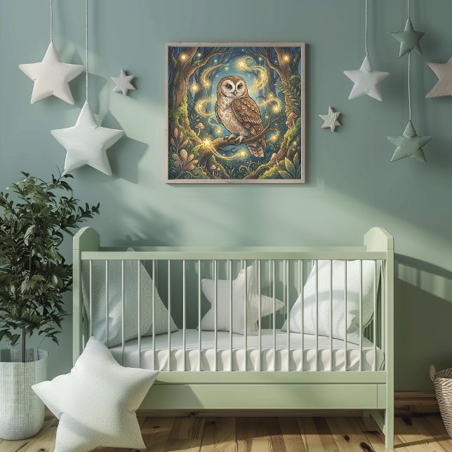 Cute Owl Forest Animals Nursery Poster (Creator Uploaded)