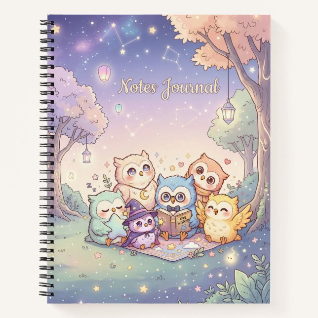 Cute Owl Friends Notes Journal (Front)