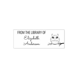 Cute Owl From the Library Of Custom Name Self-inking Stamp