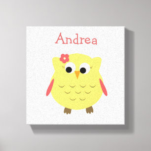 Cute Owl girl for nursery Canvas Print