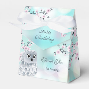 Cute Owl Girls Birthday Thank You Favor Box