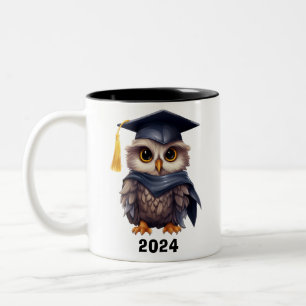 Cute Owl Graduate Two-Tone Coffee Mug