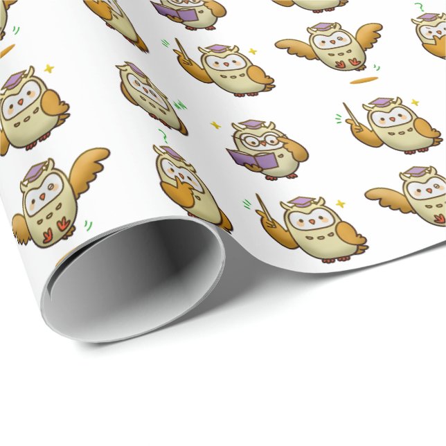 Cute Owl Graduation Gift Wrapping Paper   (Roll Corner)