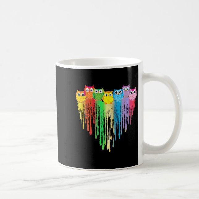 Cute Owl Heart Lgbtq Proud Gay Pride Month Colourf Coffee Mug (Right)