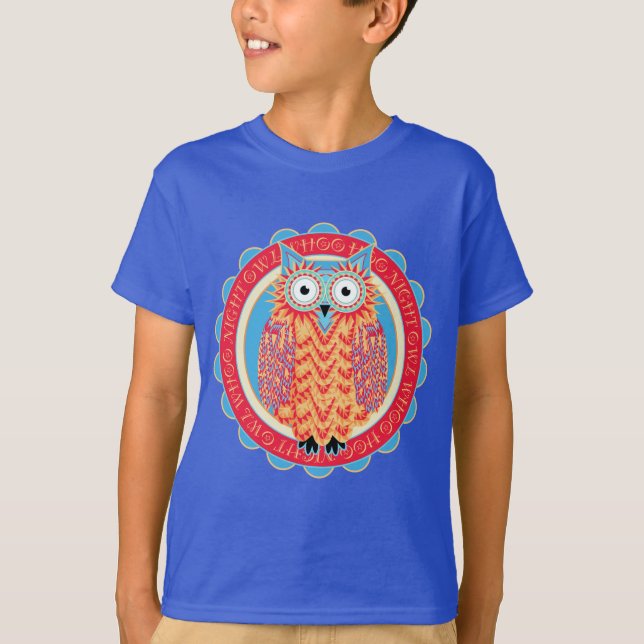 Cute Owl Hoo Hoo Bird Lover's Colourful T-Shirt (Front)