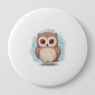 Cute owl illustration 4 inch round button
