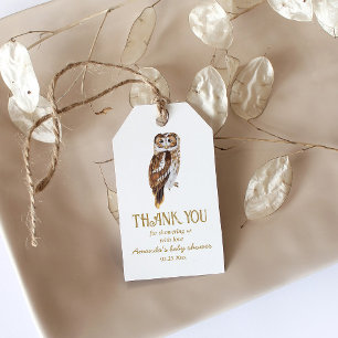 Cute Owl Illustration Baby Shower Thank You  Gift Tags