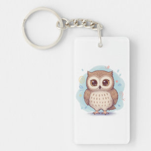 Cute owl illustration keychain