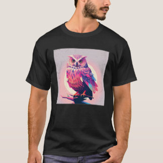 Cute Owl Illustration Modern Artwork Pink Women Ki T-Shirt