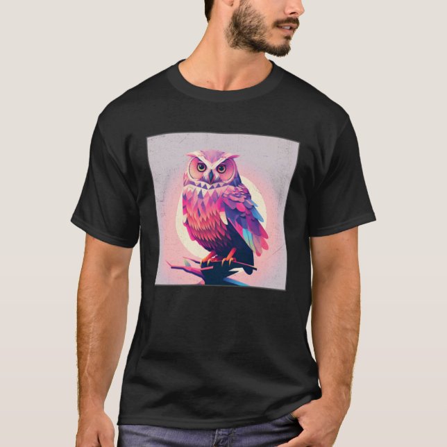 Cute Owl Illustration Modern Artwork Pink Women Ki T-Shirt (Front)