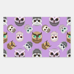 Cute Owl Illustration Pattern on Purple Background Sticker