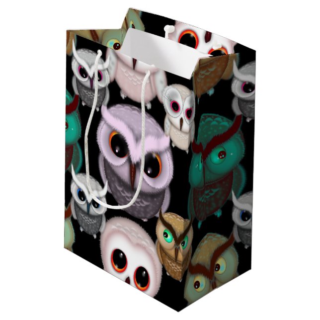 Cute Owl Illustrations Pattern Medium Gift Bag (Back Angled)