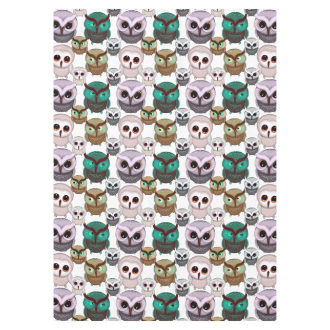 Cute Owl Illustrations Pattern Tablecloth (Front)