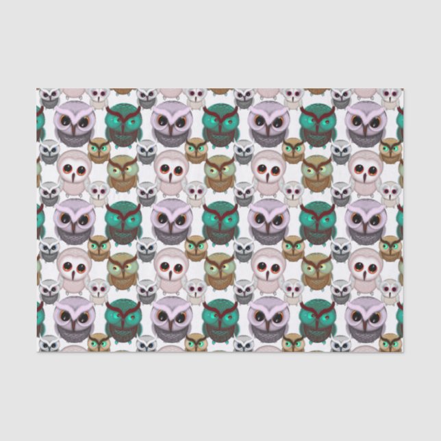 Cute Owl Illustrations Pattern Tissue Paper (Front)
