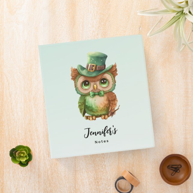 Cute Owl in a Green Top Hat Binder (In Situ)