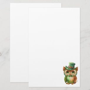 Cute Owl in a Green Top Hat Stationery