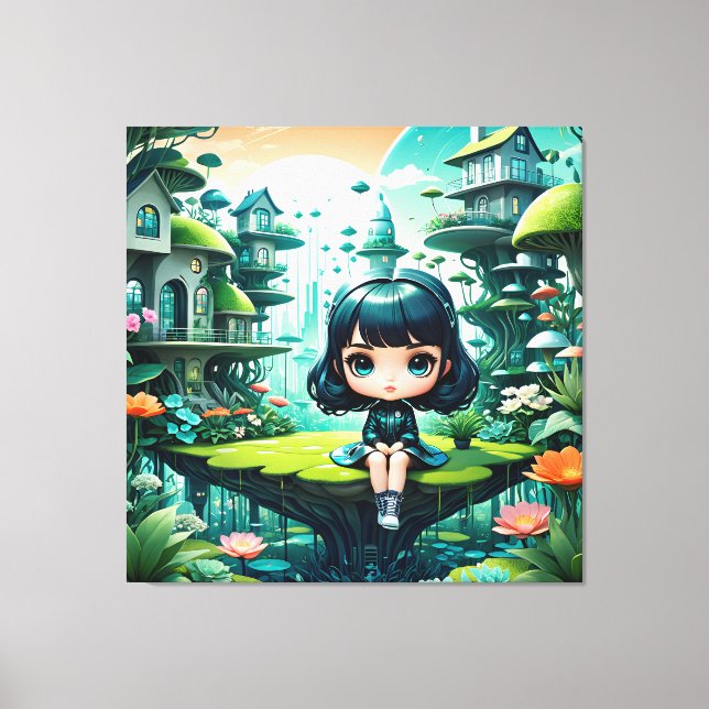 Cute Owl in Colourful Beanie Canvas Print (Front)