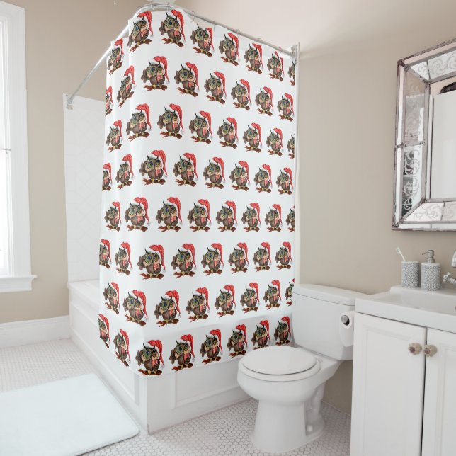 Cute Owl In Hat with Gift Shower Curtain (In Situ)