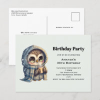 Cute Owl in Winter with Coffee Birthday Party