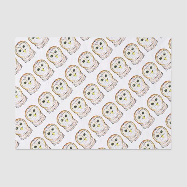 Cute Owl Ink Drawing Tissue Paper (Front)
