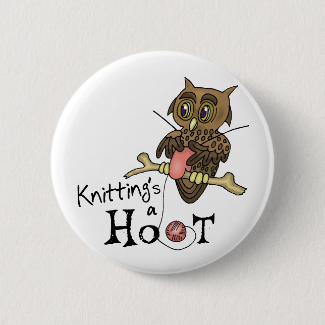 Cute Owl Knitting Button (Front)