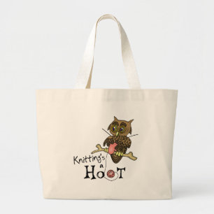 Cute Owl Knitting Large Tote Bag