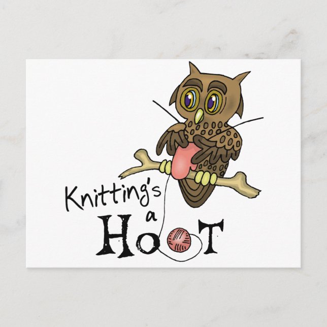 Cute Owl Knitting Postcard (Front)