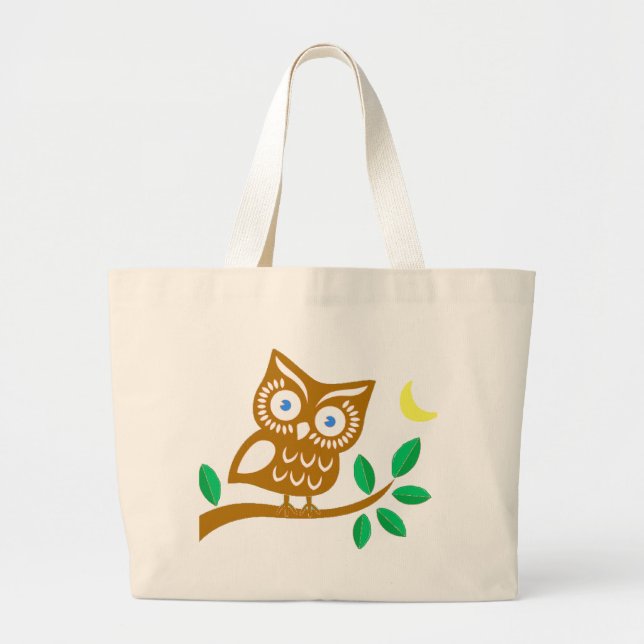 Cute Owl Large Tote Bag (Front)