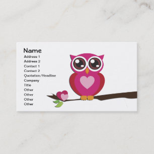 Cute Owl Love Hearts Girly Retro Business Card