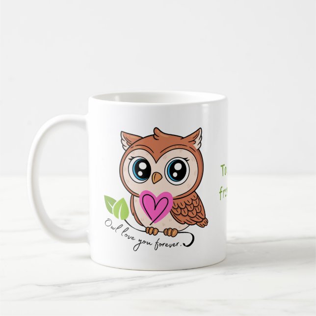 Cute Owl Love You Forever Customizable Mug (Left)