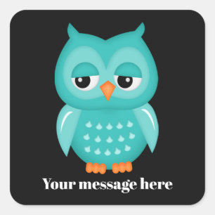 cute owl lovers add message square sticker