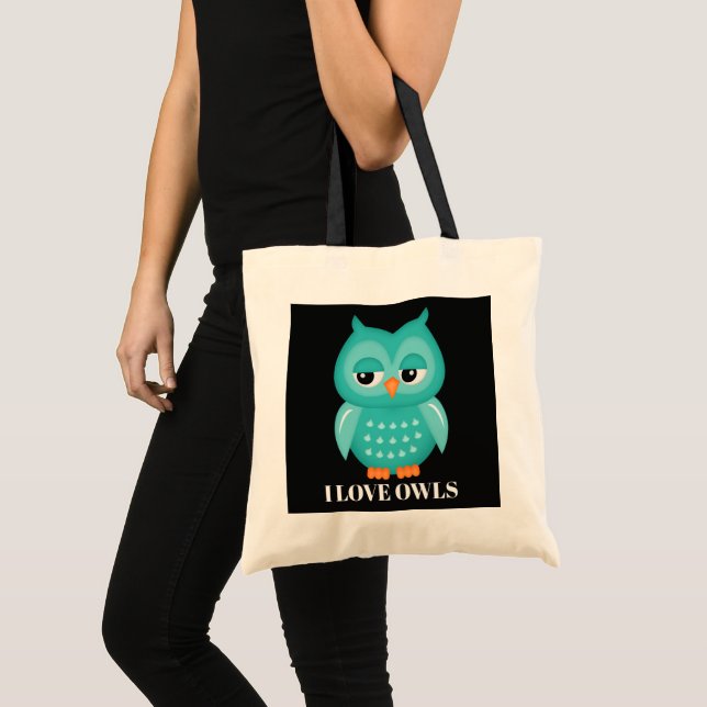 Cute owl lovers add message tote bag (Front (Product))
