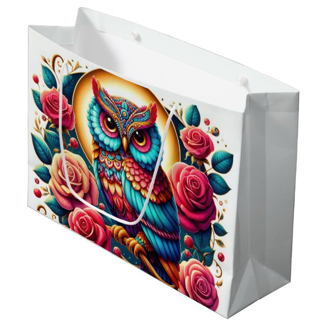 Cute owl lovers party  large gift bag (Front Angled)