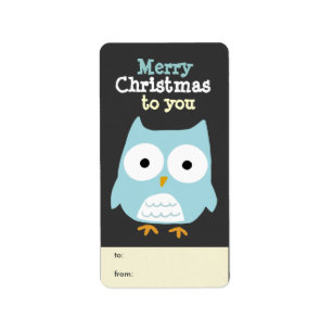 Cute Owl Merry Christmas Holiday Gift Labels