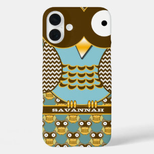 Cute Owl Moorish Zig Zag Pattern Choose Your Colou iPhone 16 Plus Case