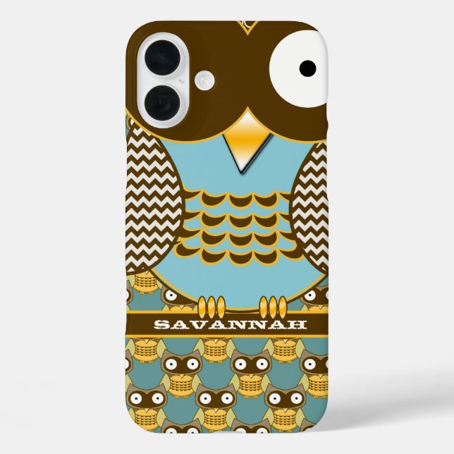 Cute Owl Moorish Zig Zag Pattern Choose Your Colou Case-Mate iPhone Case (Back)