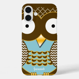 Cute Owl Moorish Zig Zag Pattern Choose Your Colou iPhone 16 Plus Case