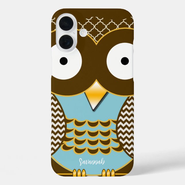 Cute Owl Moorish Zig Zag Pattern Choose Your Colou Case-Mate iPhone Case (Back)