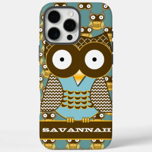 Cute Owl Moorish Zig Zag Pattern Choose Your Colou iPhone 16 Pro Max Case