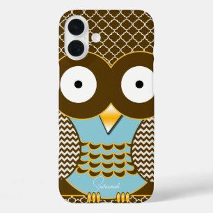 Cute Owl Moorish Zig Zag Pattern Choose Your Colou iPhone 16 Plus Case
