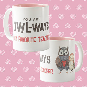 Cute Owl My Favorite Teacher Appreciation Gift Two-Tone Coffee Mug