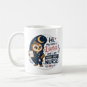 Cute Owl Night Shift Nurse RN Illustration Coffee Mug