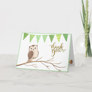Cute Owl On a Branch Thank You Notes