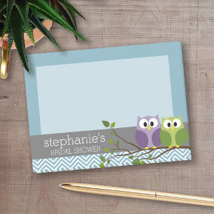 Cute Owl on Branch - Blue Baby Boy Shower Post-it Notes