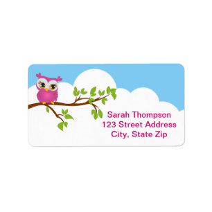 Cute Owl on Branch Girl Address Label