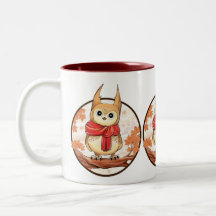 Cute Owl on branch in winter illustration
